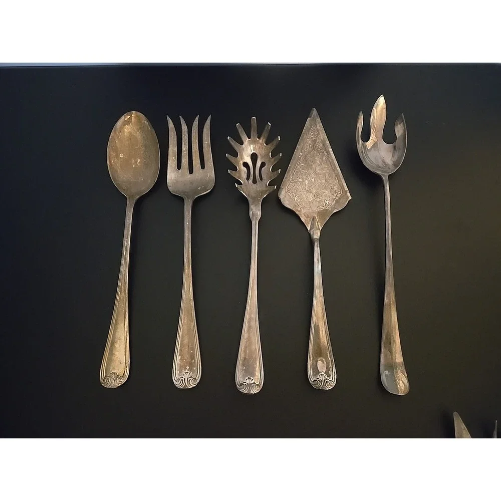 Unknown‎ Maker Lot Of 5 Serving Utensils Silver Plated